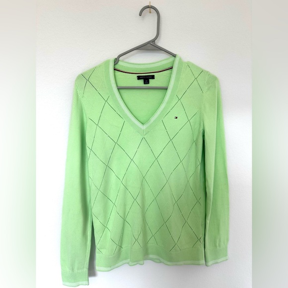 Tommy Hilfiger Sweaters - Tommy Hilfiger Women’s Lime Green Golf Long Sleeve Sweater Top Small